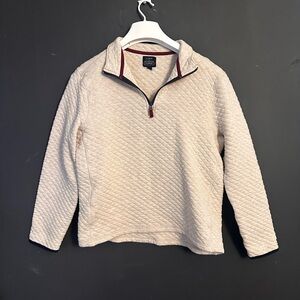 J. Crew Men's Beige Quilted Zip-Up Sweater